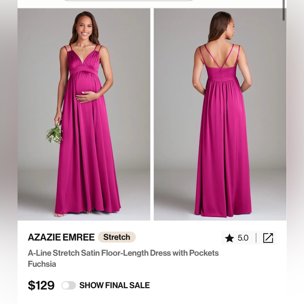 Azazie Pink Ruched Maxi Dress Spaghetti Strap